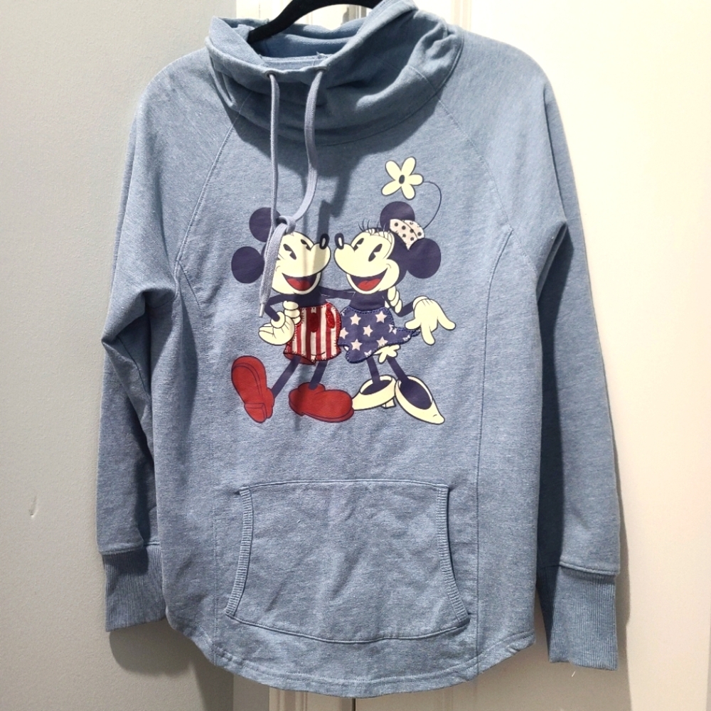 Disney Parks Mickey & Minnie USA mock Neck Pullover Top - Picture 1 of 4